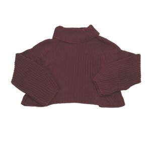 525 Womens Sweater Sz L Pullover Purple  Turtleneck Balloon Sleeves 100% Cotton